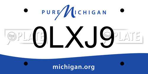 0LXJ9 Michigan License Plate