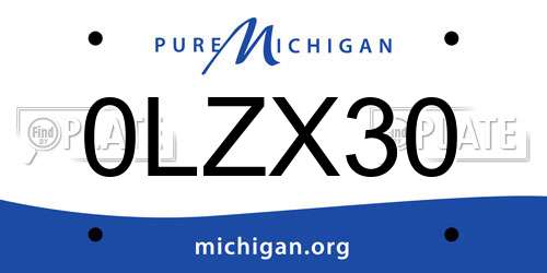 0LZX30 Michigan License Plate