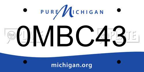 0MBC43 Michigan License Plate