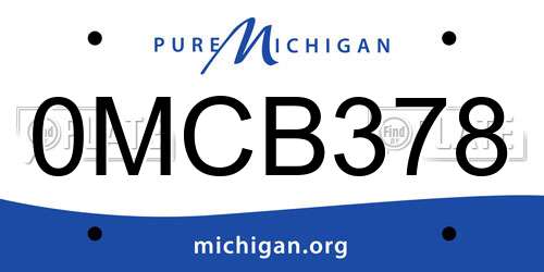 0MCB378 Michigan License Plate