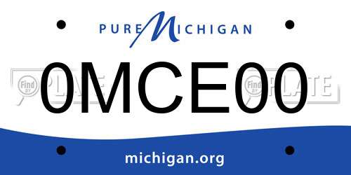 0MCE00 Michigan License Plate