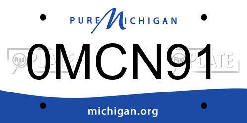 0MCN91 Michigan License Plate