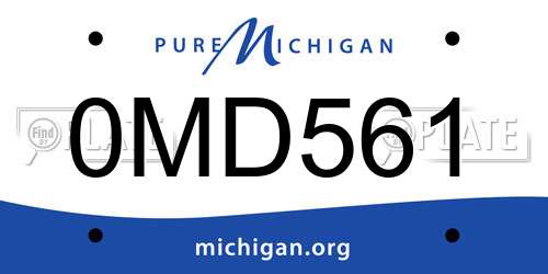 0MD561 Michigan License Plate