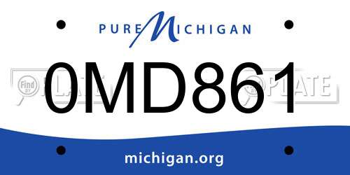 0MD861 Michigan License Plate