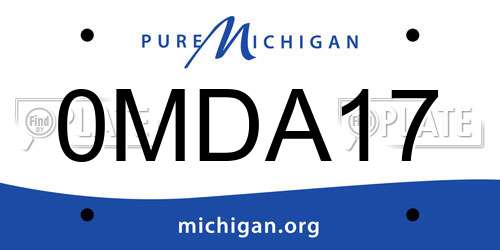 0MDA17 Michigan License Plate