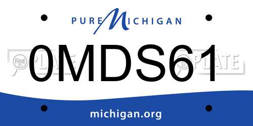 0MDS61 Michigan License Plate