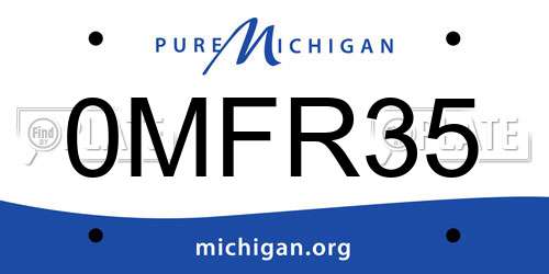 0MFR35 Michigan License Plate