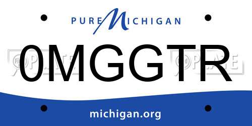 0MGGTR Michigan License Plate