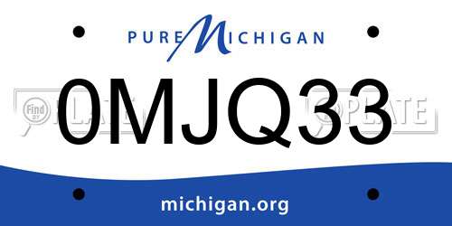 0MJQ33 Michigan License Plate