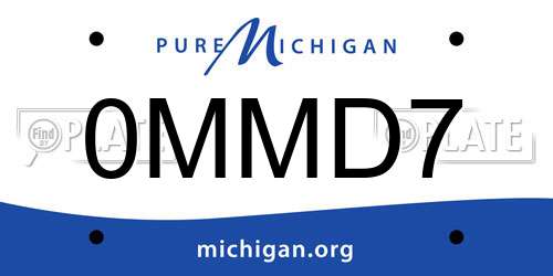 0MMD7 Michigan License Plate