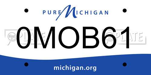 0MOB61 Michigan License Plate