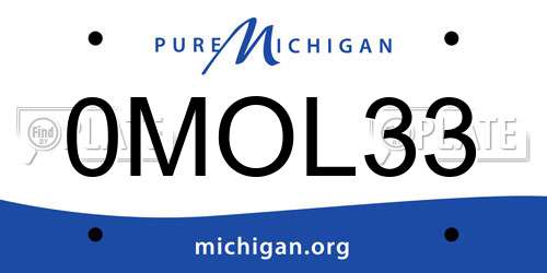 0MOL33 Michigan License Plate