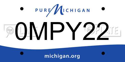 0MPY22 Michigan License Plate