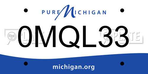 0MQL33 Michigan License Plate