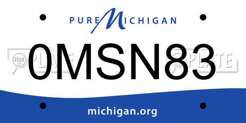 0MSN83 Michigan License Plate