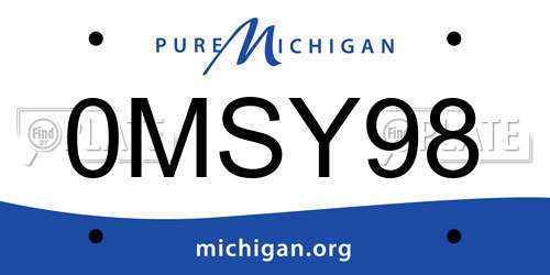 0MSY98 Michigan License Plate