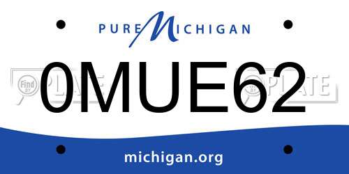 0MUE62 Michigan License Plate