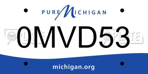 0MVD53 Michigan License Plate