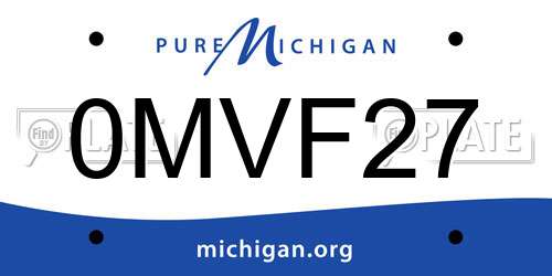 0MVF27 Michigan License Plate