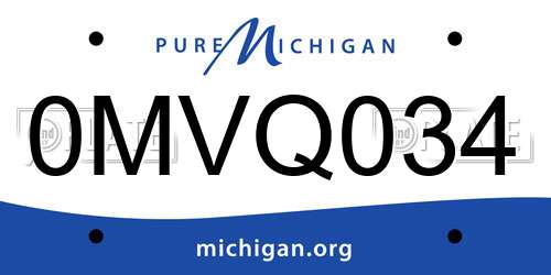 0MVQ034 Michigan License Plate
