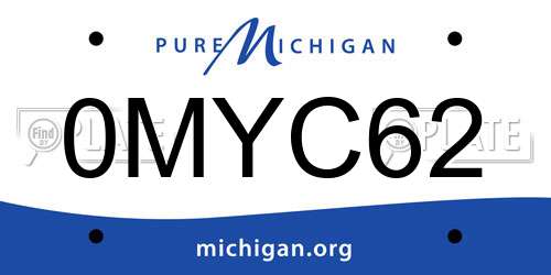 0MYC62 Michigan License Plate