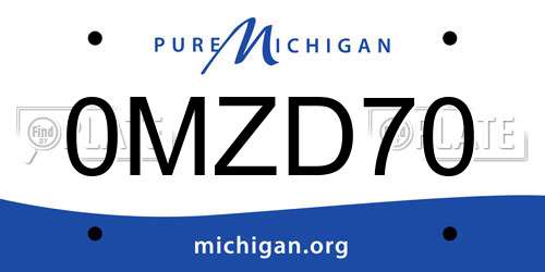 0MZD70 Michigan License Plate