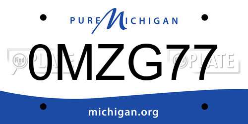 0MZG77 Michigan License Plate