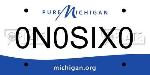 0N0SIX0 Michigan License Plate