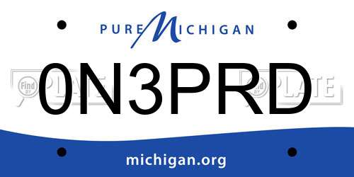 0N3PRD Michigan License Plate