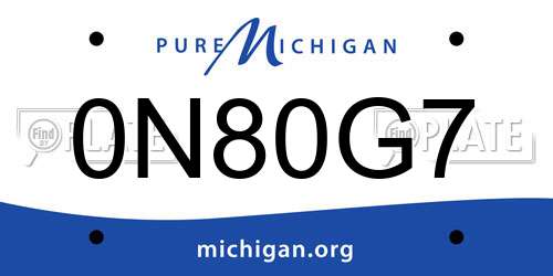 0N80G7 Michigan License Plate