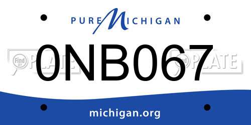 0NB067 Michigan License Plate