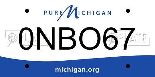 0NBO67 Michigan License Plate