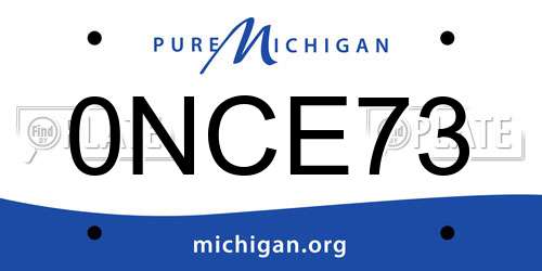 0NCE73 Michigan License Plate
