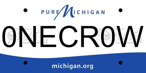 0NECR0W Michigan License Plate