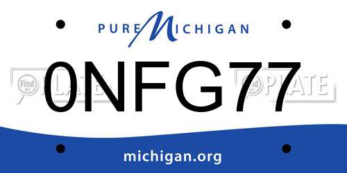 0NFG77 Michigan License Plate