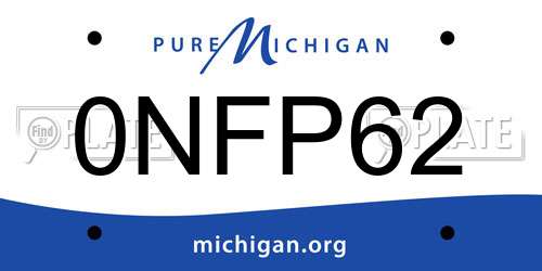 0NFP62 Michigan License Plate