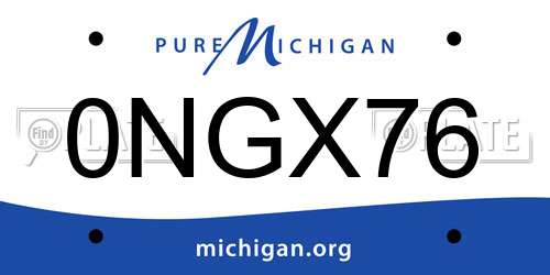 0NGX76 Michigan License Plate