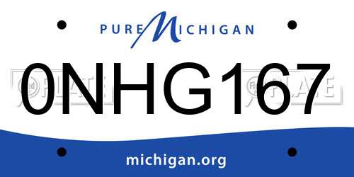 0NHG167 Michigan License Plate