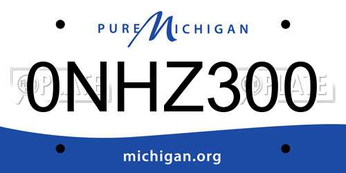 0NHZ300 Michigan License Plate