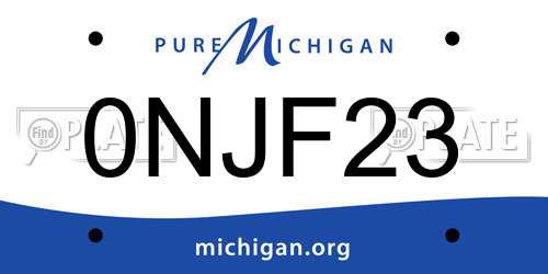 0NJF23 Michigan License Plate