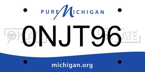 0NJT96 Michigan License Plate