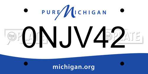0NJV42 Michigan License Plate
