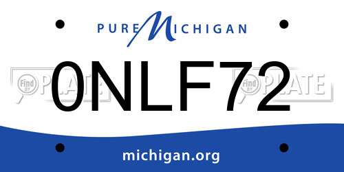 0NLF72 Michigan License Plate