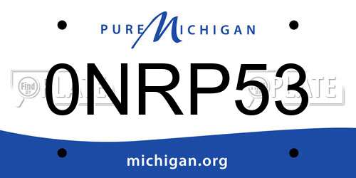 0NRP53 Michigan License Plate