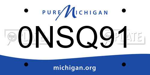 0NSQ91 Michigan License Plate