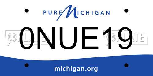 0NUE19 Michigan License Plate