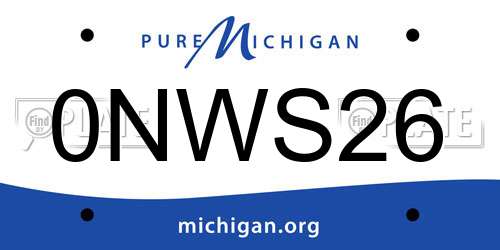 0NWS26 Michigan License Plate