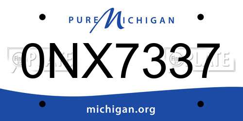 0NX7337 Michigan License Plate