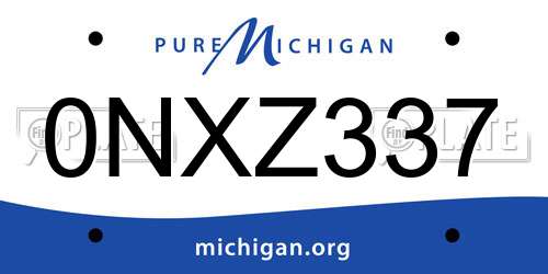0NXZ337 Michigan License Plate