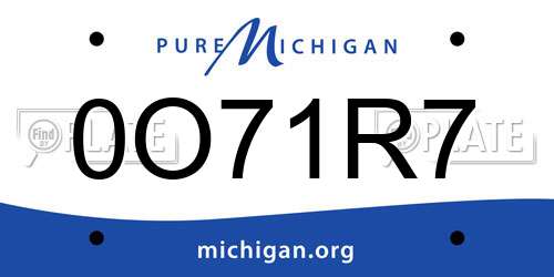 0O71R7 Michigan License Plate